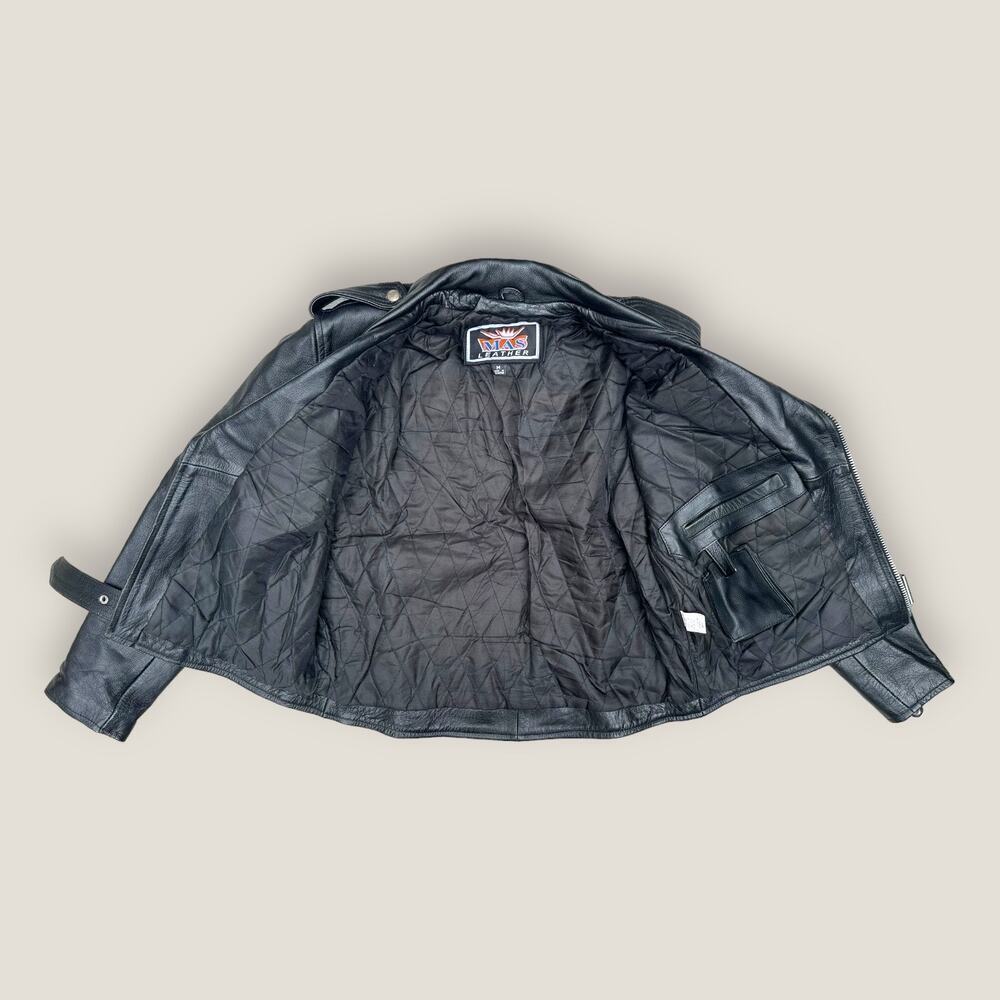 Classic Black Leather Biker Jacket - Picture 3 of 6